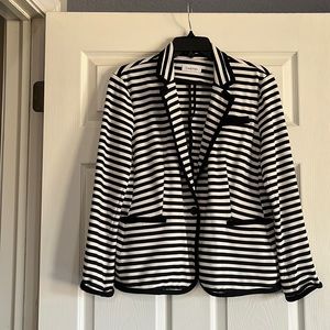 Calvin Klein stripe blazer, black and cream long sleeves womens EUC no size tag